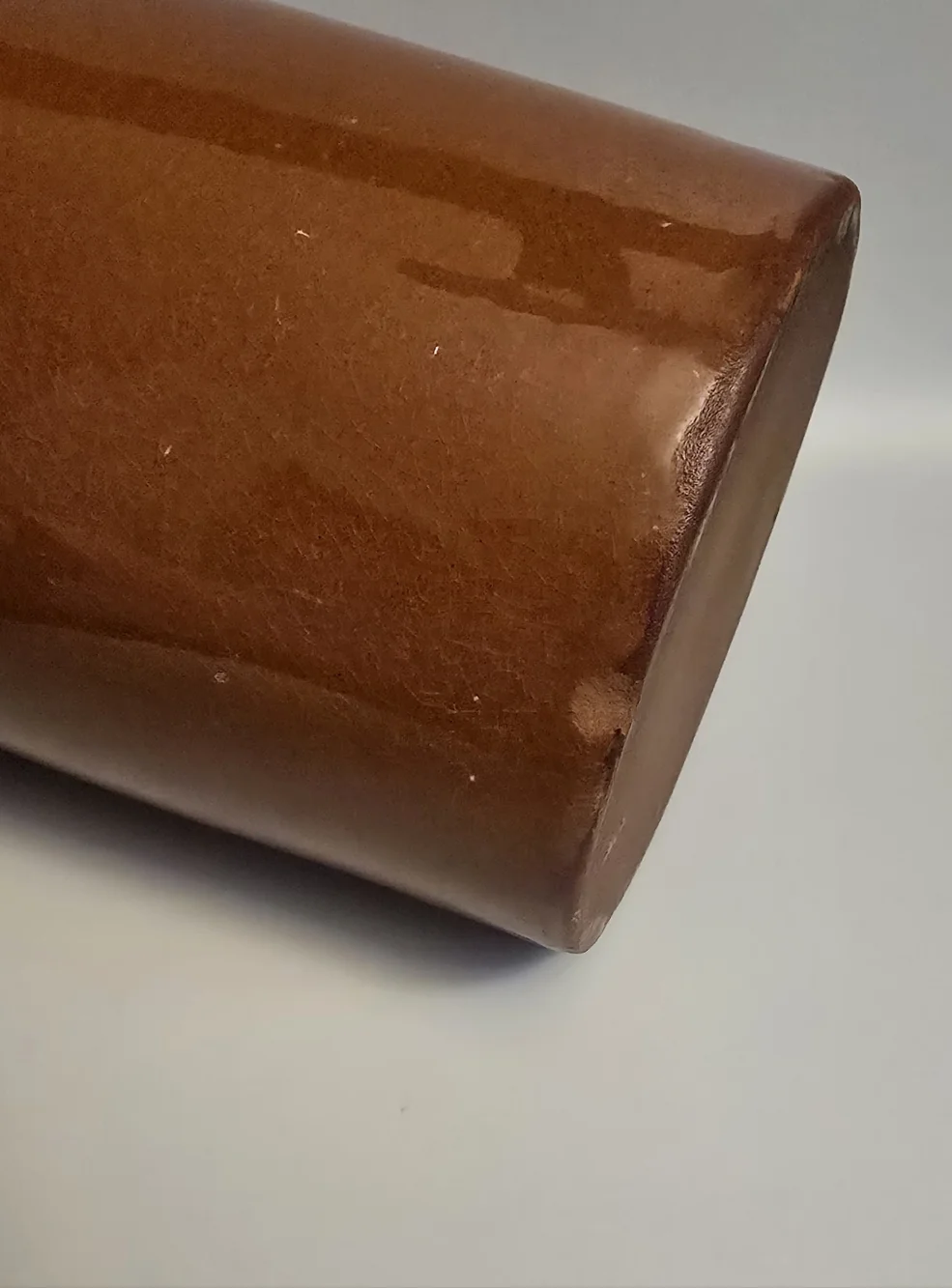 Vintage Brown Stoneware Utensil Crock - Brown and White